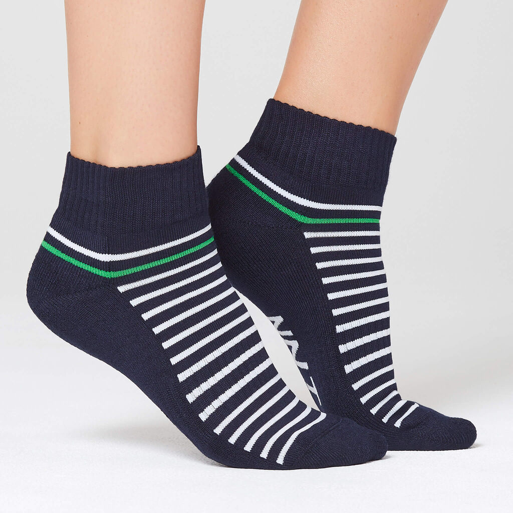 NNT CATKDP Bamboo Sports Sock Ankle Length Stripe Midnight/White