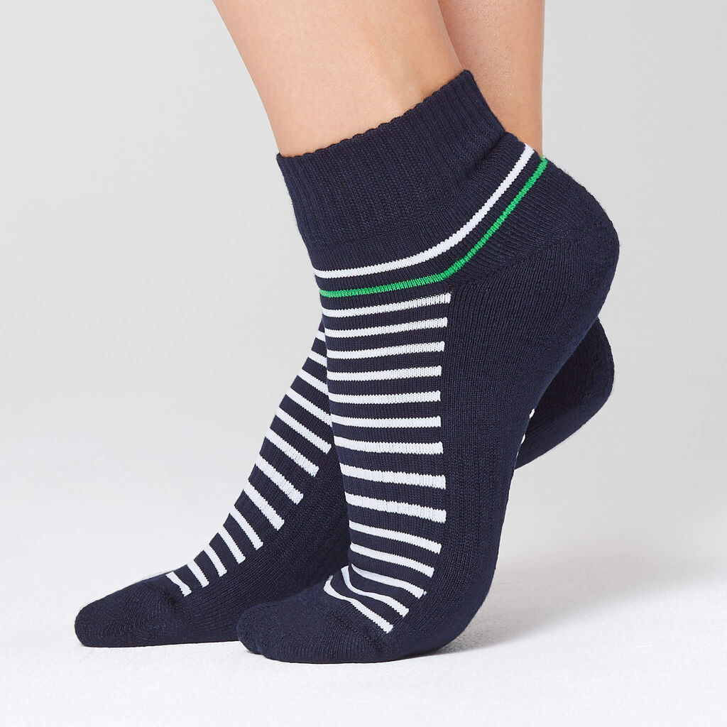 NNT CATKDP Bamboo Sports Sock Ankle Length Stripe Midnight/White