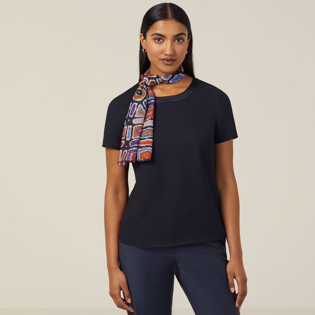 NNT CATKEQ Water Dream Indigenous Print Chiffon Lightweight Scarf-Terracotta