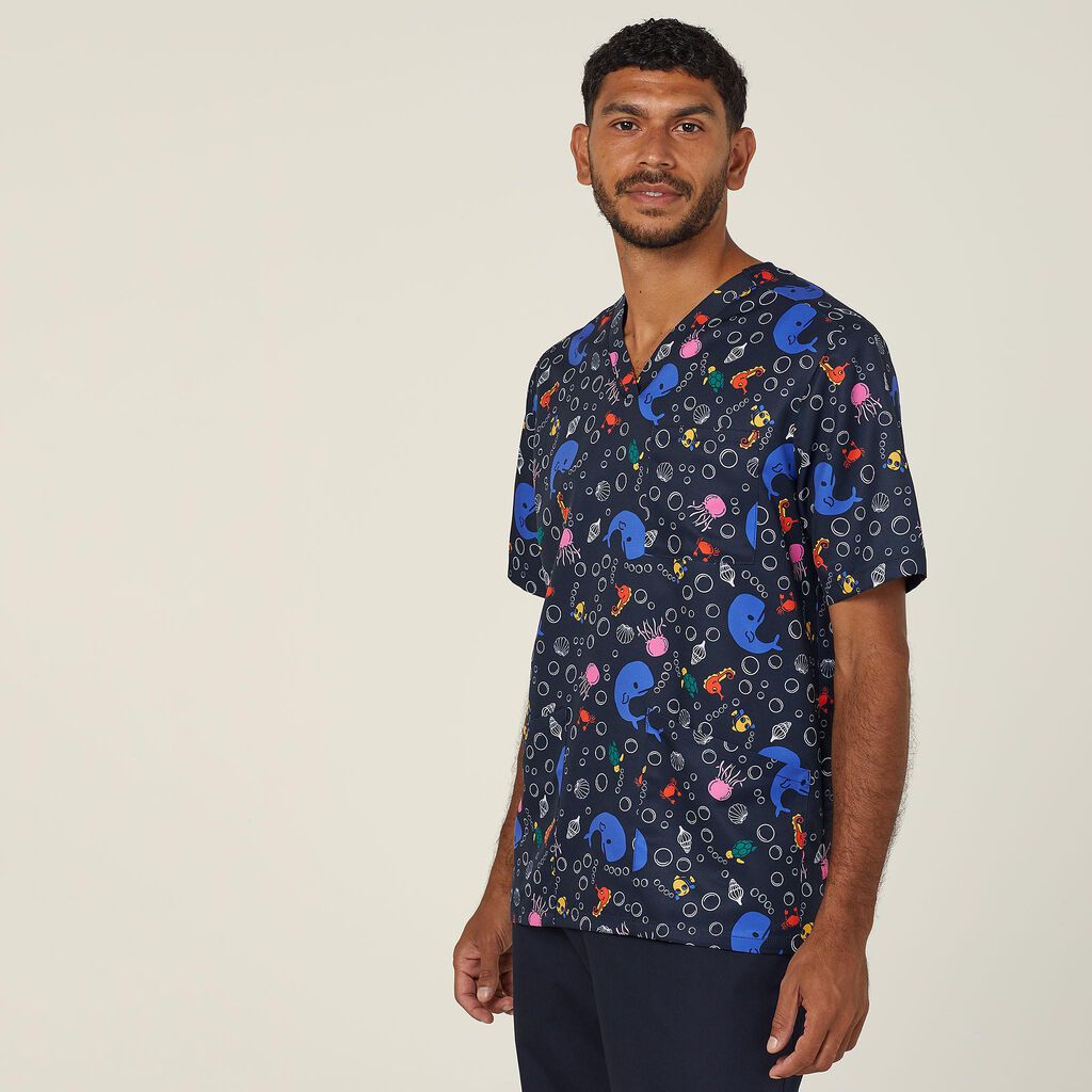 NNT CATRFW Under The Sea Unisex Scrub Top Midnight