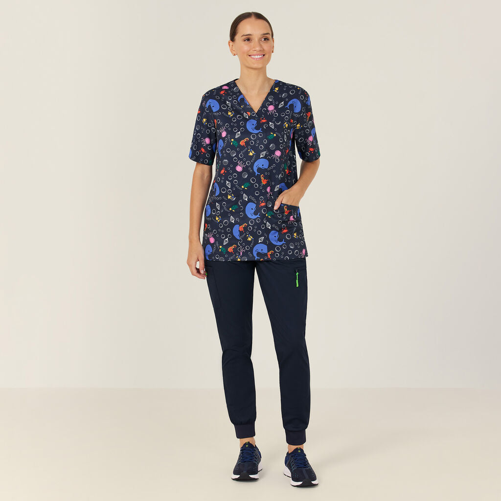 NNT CATRFW Under The Sea Unisex Scrub Top Midnight