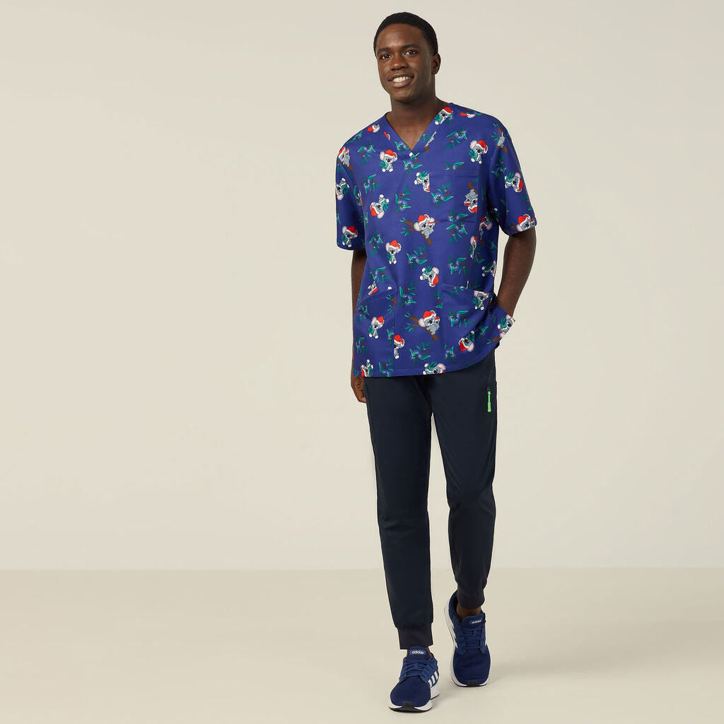 NNT CATRGA Santa Koala Print Scrub Top-Unisex