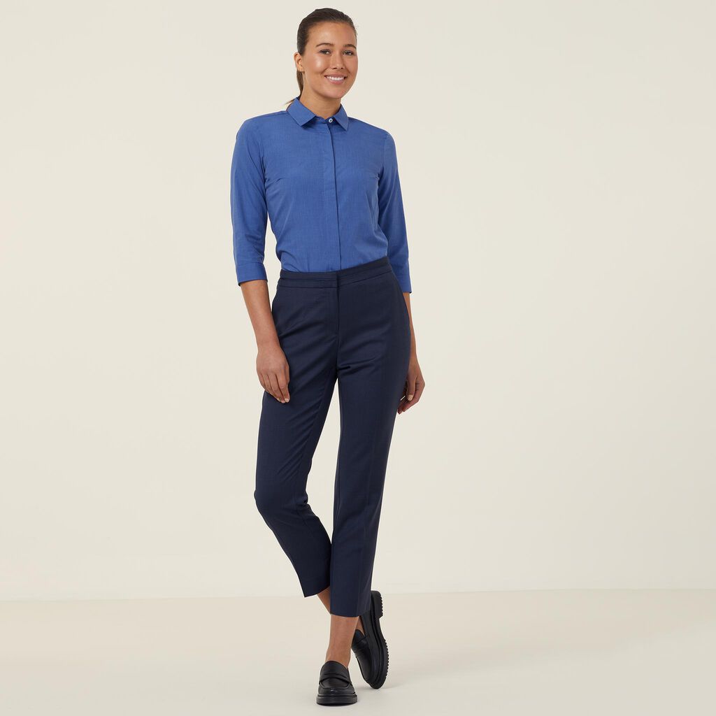 NNT CATU5Y End On End 3/4 Sleeve Shirt-Mid Blue