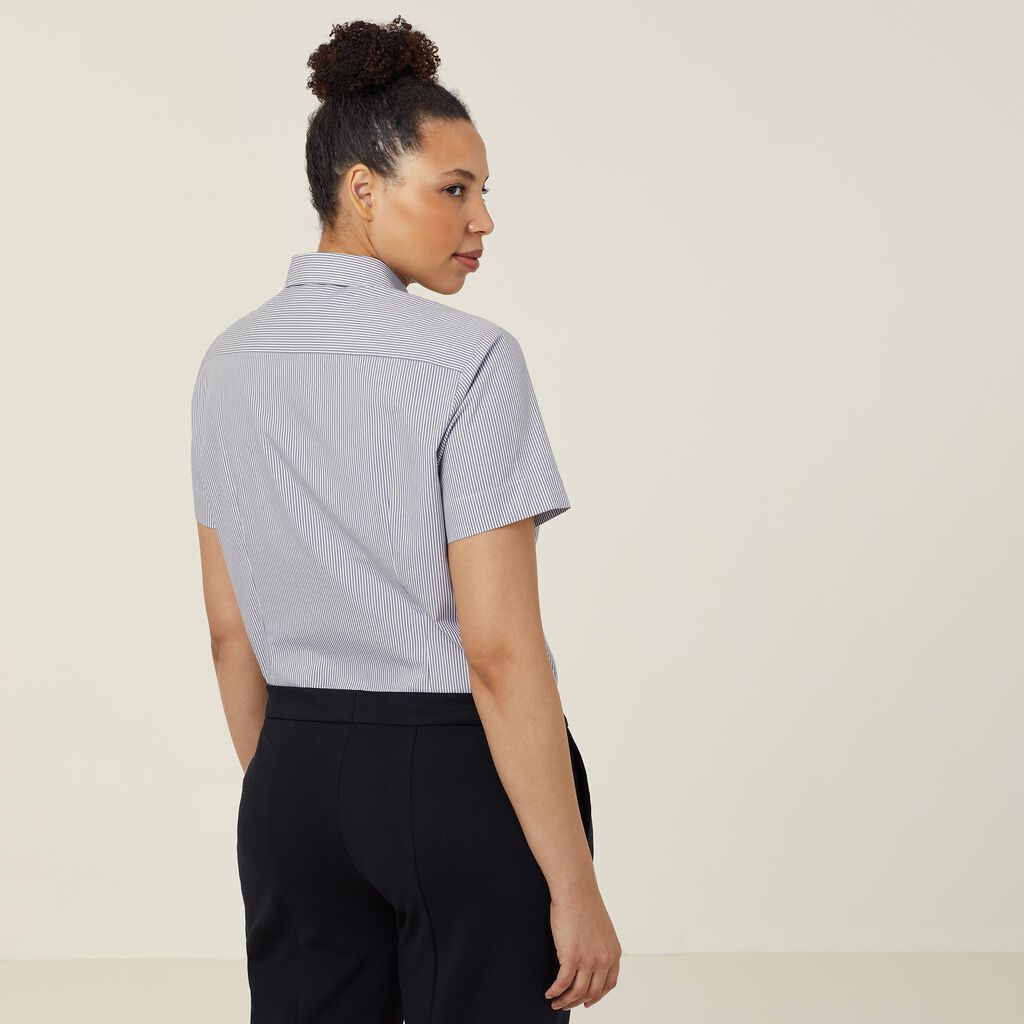 NNT CATUK7 Avignon Stripe Short Sleeve Slim Shirt Grey/White