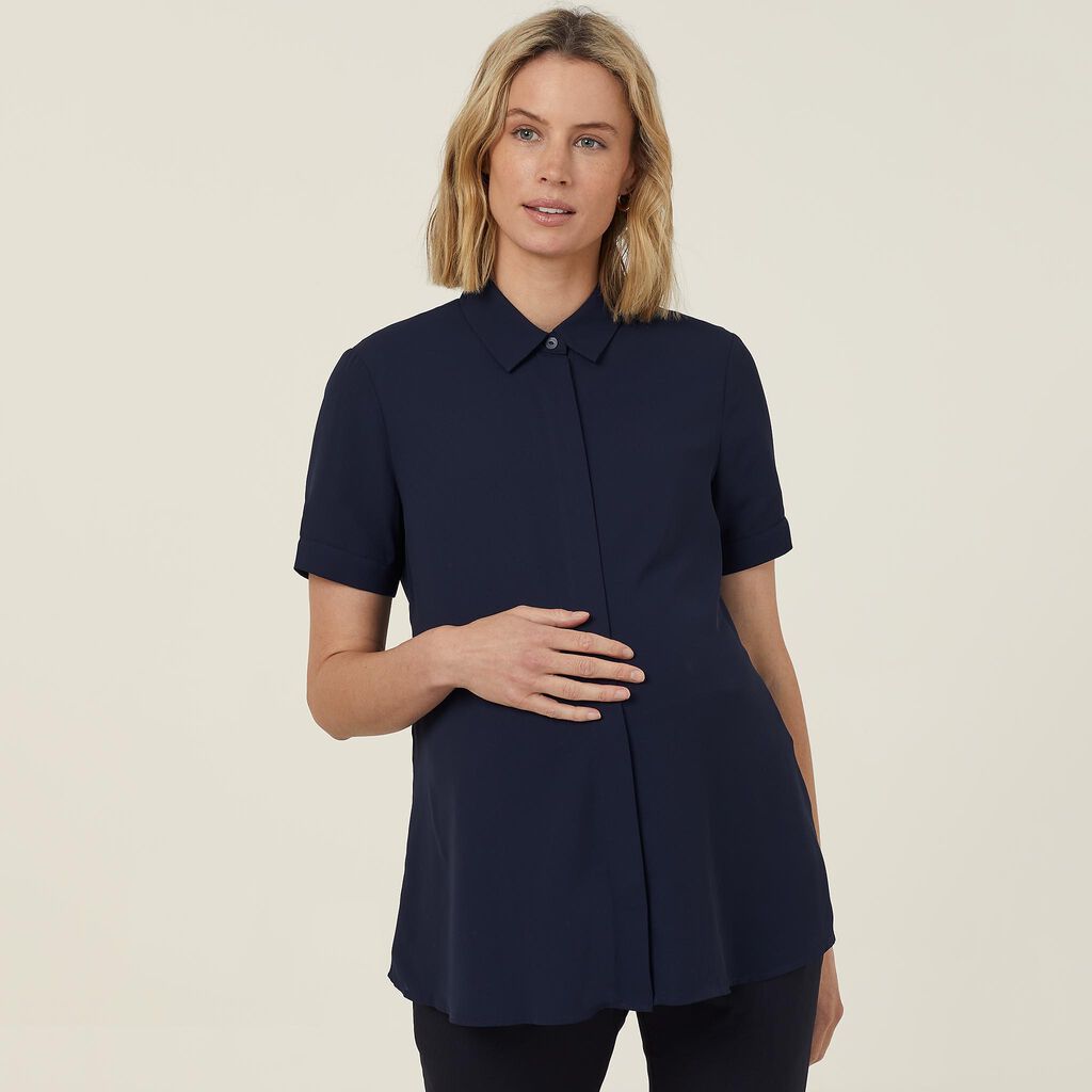 NNT CATUKB Maternity Soft Short Sleeve Shirt Navy