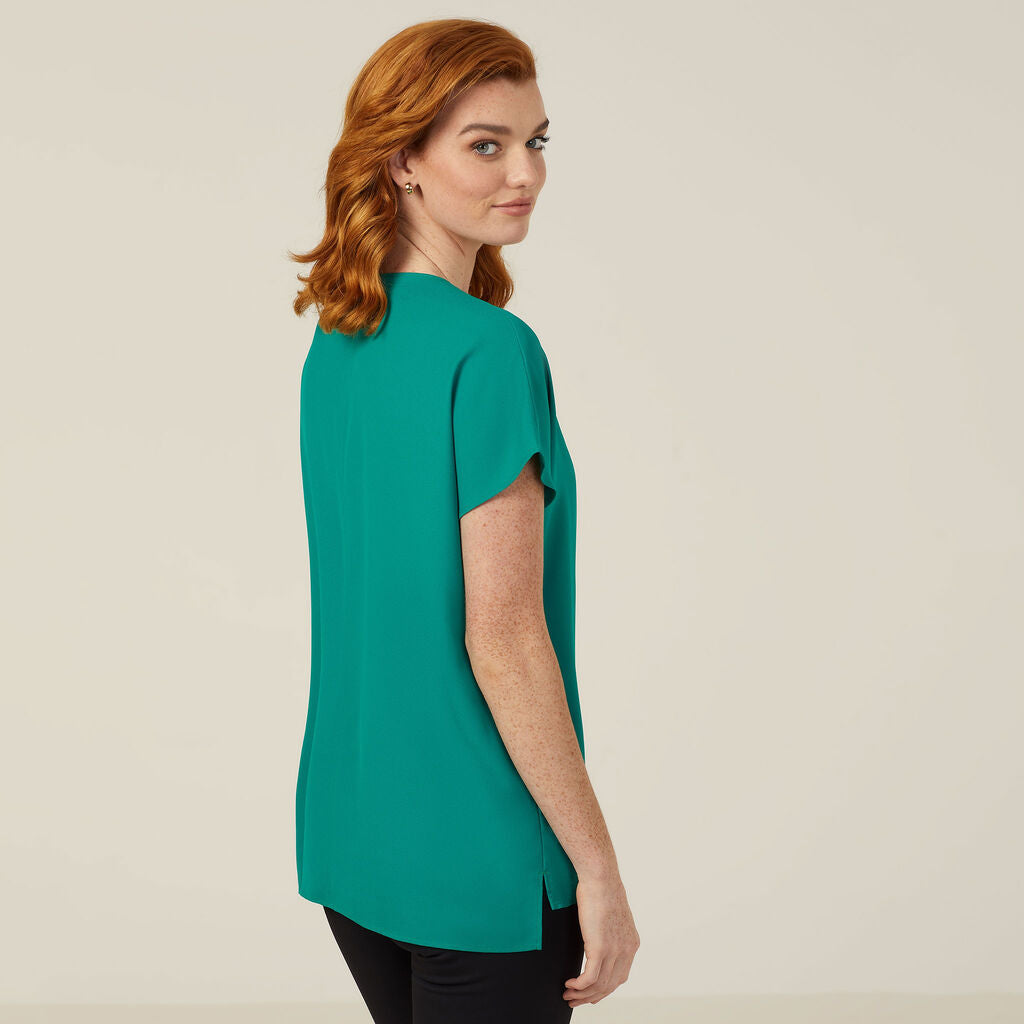 NNT CATUPU French Georgette Short Sleeve V-neck Top