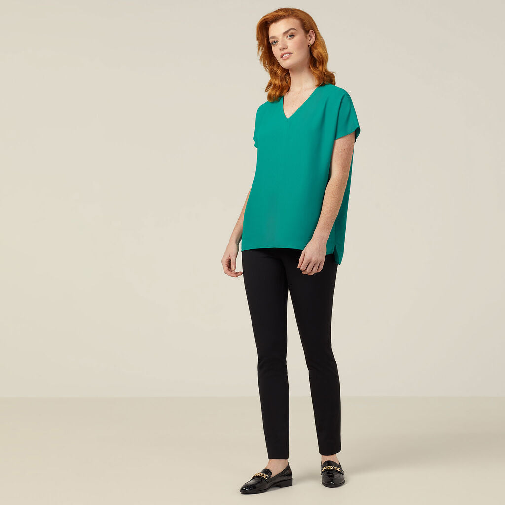 NNT CATUPU French Georgette Short Sleeve V-neck Top