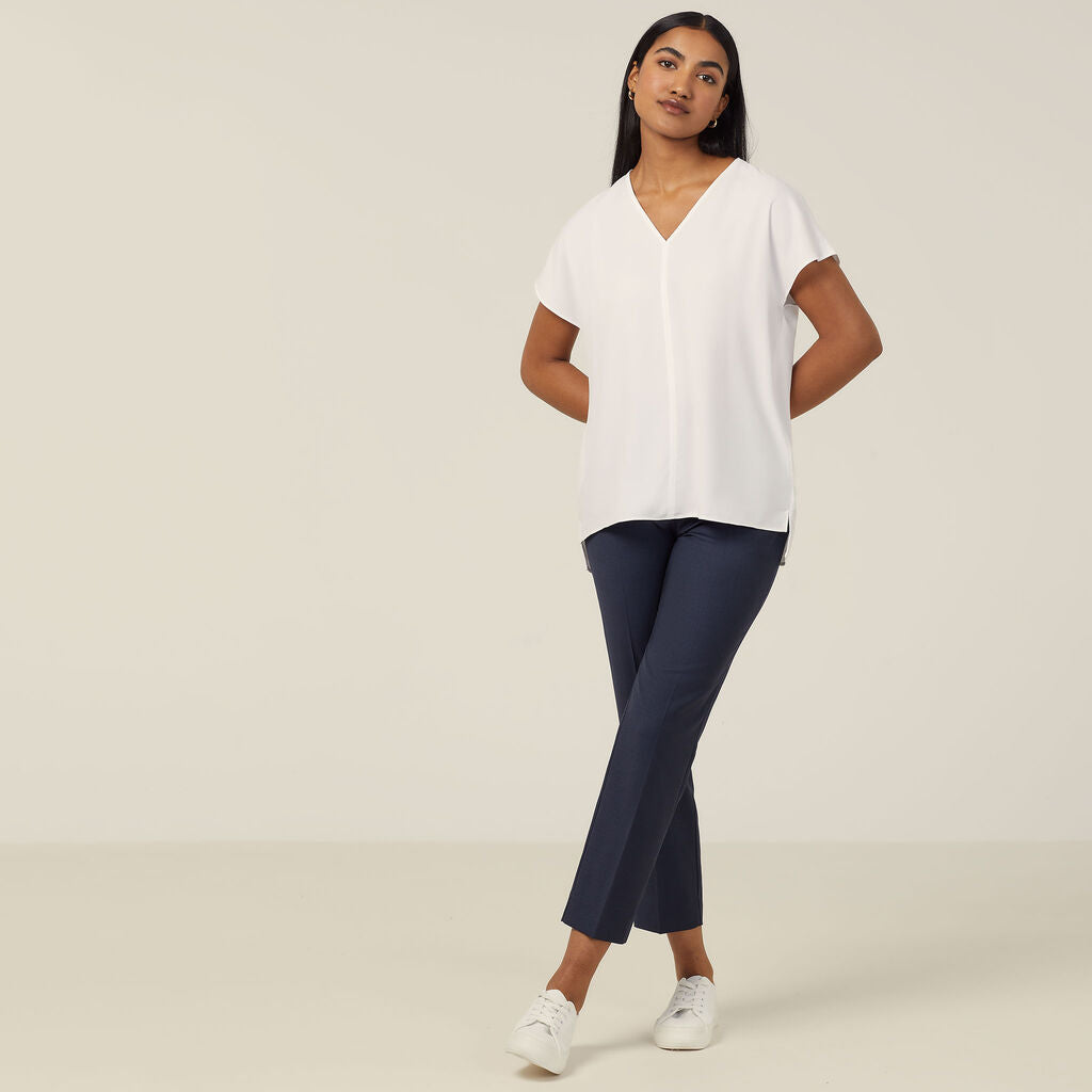 NNT CATUPU French Georgette Short Sleeve V-neck Top