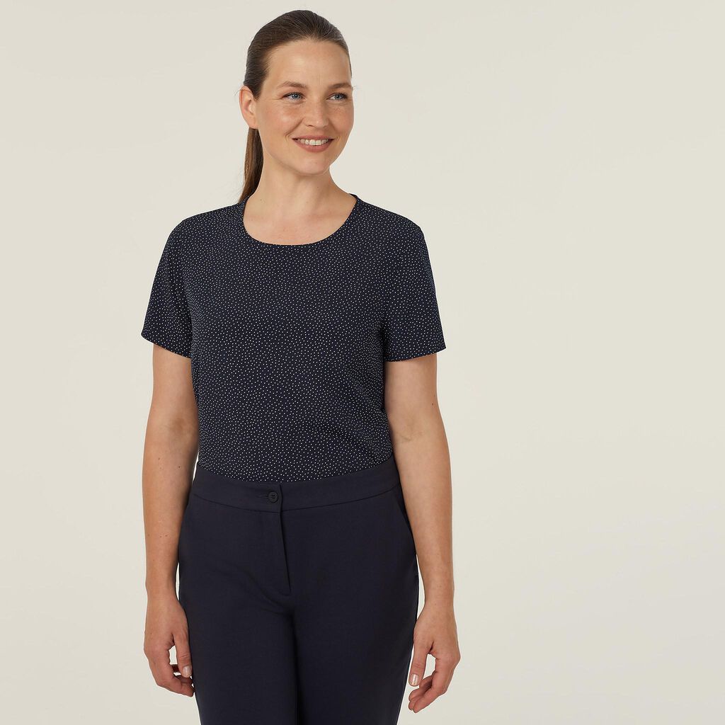 NNT CATUQZ Silvi Spot Print Short Sleeve Top Navy