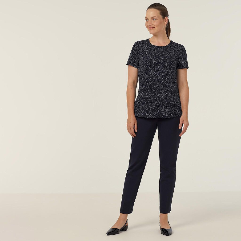 NNT CATUQZ Silvi Spot Print Short Sleeve Top Navy