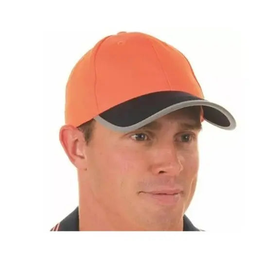DNC H022 Hi-vis 2 Tone Cap With Reflective Trim & Velcro Strap