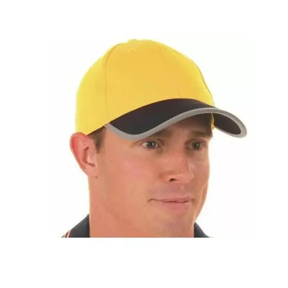 DNC H022 Hi-vis 2 Tone Cap With Reflective Trim & Velcro Strap