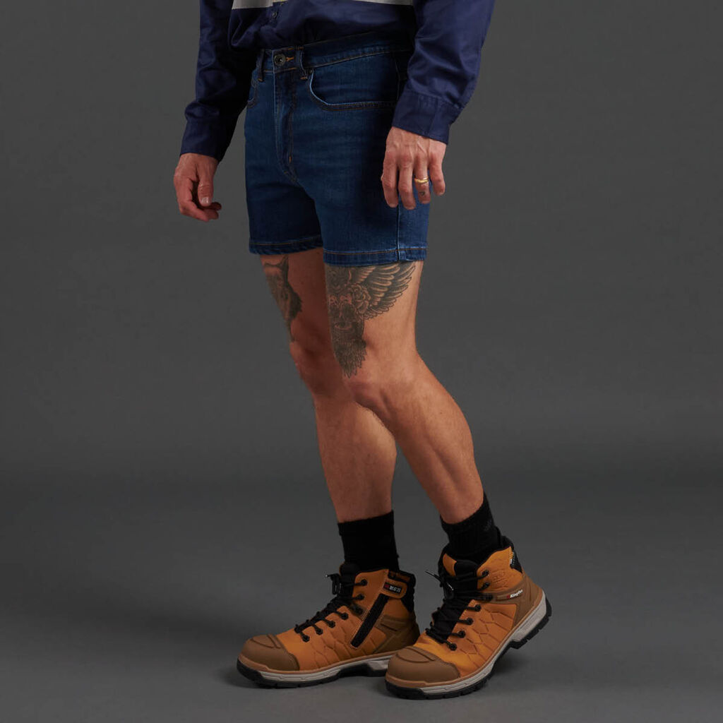 KingGee K07020 Stretch Denim Work Shorts-Stonewash