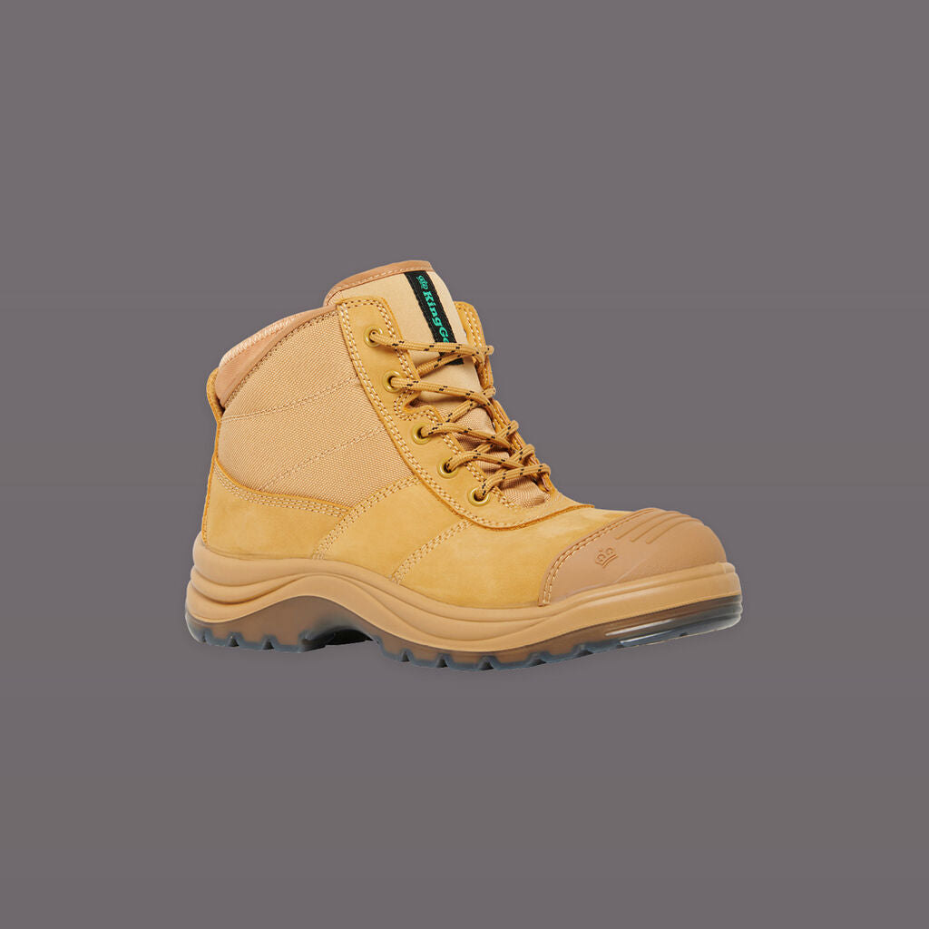 KingGee K26491 Women’s Tradie 5 Safety Boots-Wheat