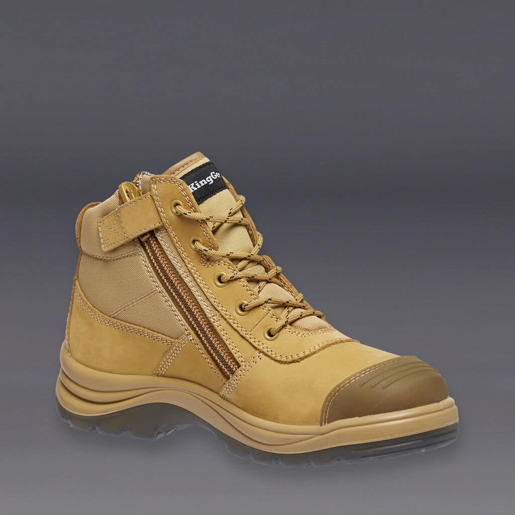KingGee K27125 Tradie Puncture Resistant Zip Side Safety Boot-Wheat