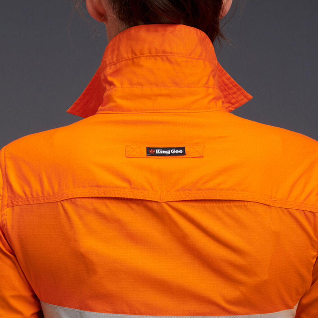 KingGee K44545 Workcool 2 Ladies Hi-vis Reflective Shirt L/S-Orange
