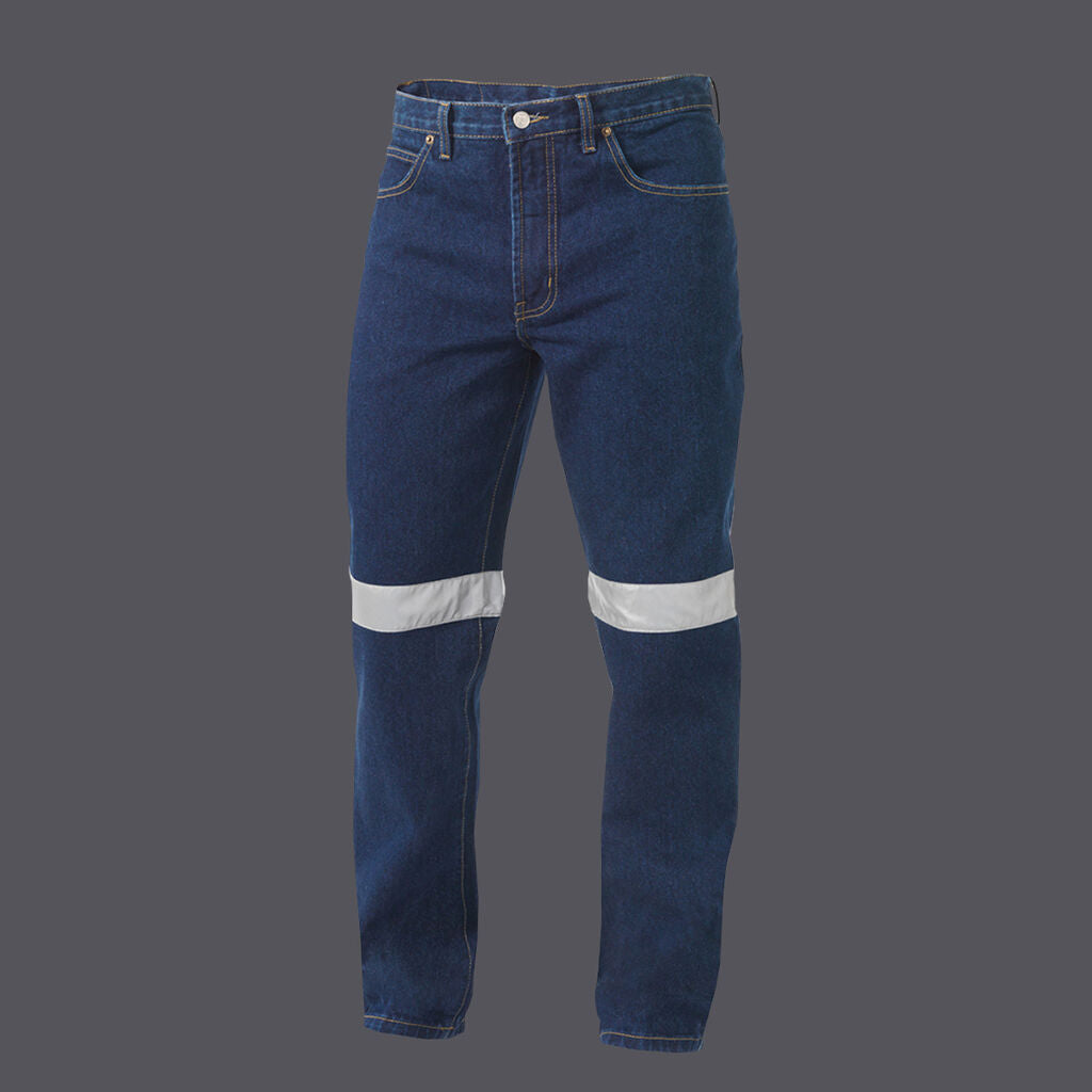 KingGee K53030 Reflective Work Jeans-Stonewash