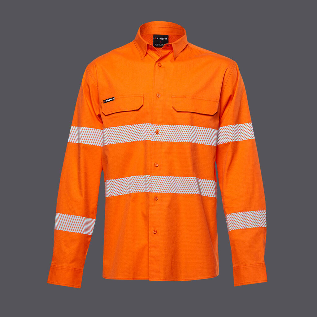 KingGee K54031 Workcool Pro Hi-vis Stretch Reflective Work Shirt-Orange