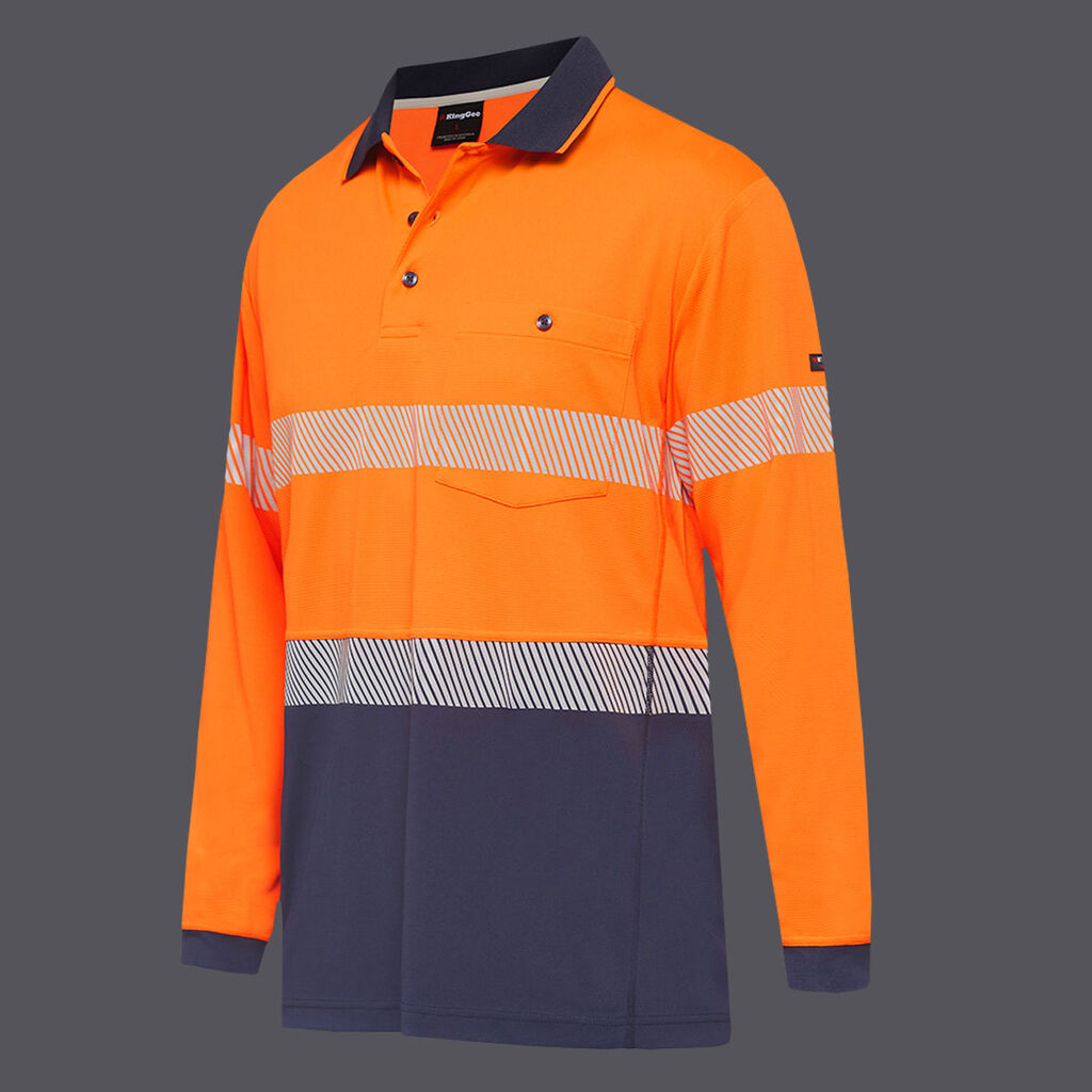 KingGee K54225 Workcool Hyperfreeze Hi-vis Taped Spliced Polo L/S