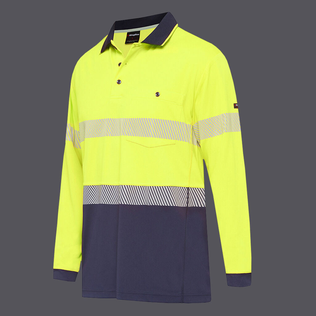 KingGee K54225 Workcool Hyperfreeze Hi-vis Taped Spliced Polo L/S