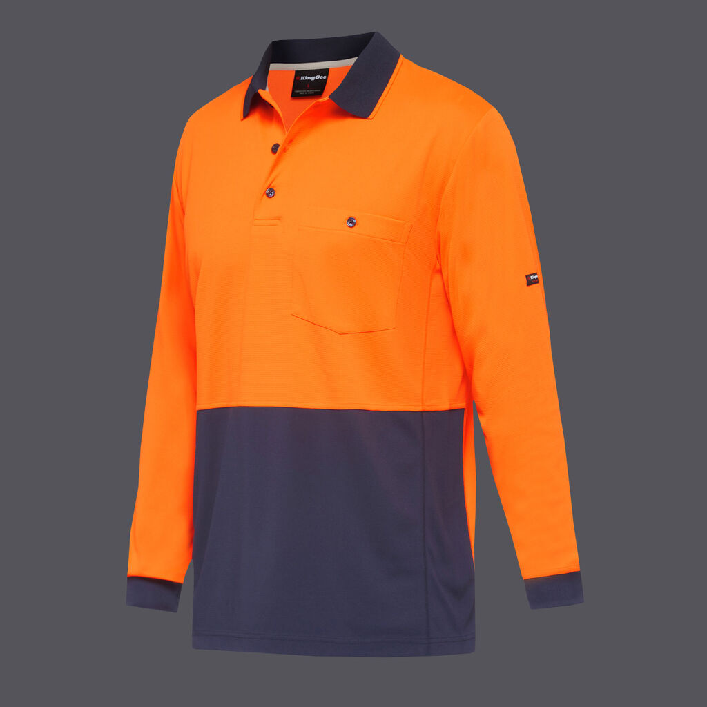 KingGee K54235 Workcool Hyperfreeze Hi-vis Spliced Polo L/S
