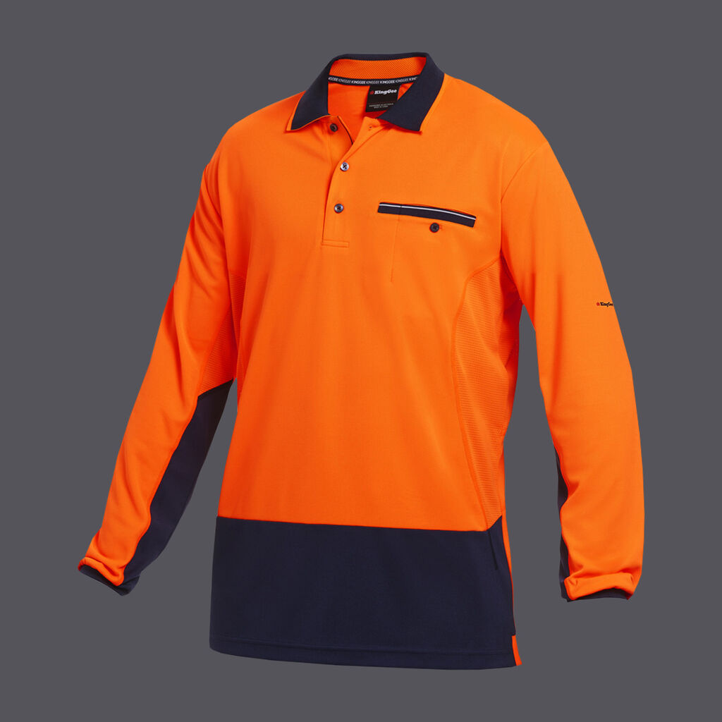 KingGee K54840 Workcool Hi-vis Spliced Polo L/S