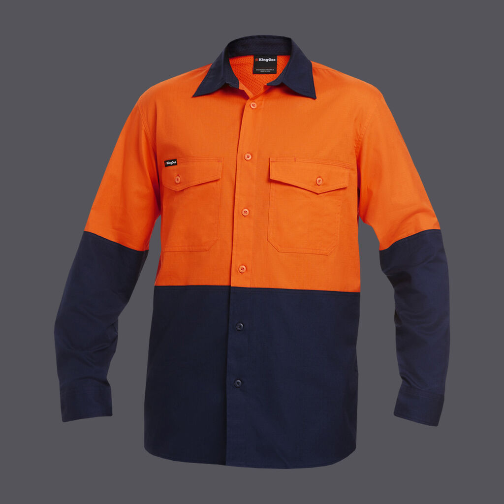 KingGee K54870 Workcool 2 Hi-vis Reflective Spliced Shirt L/S