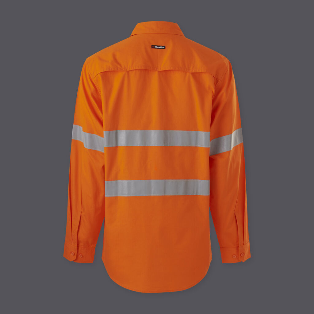 KingGee K54915 Work cool Vented Shirt Taped Long Sleeve-Orange