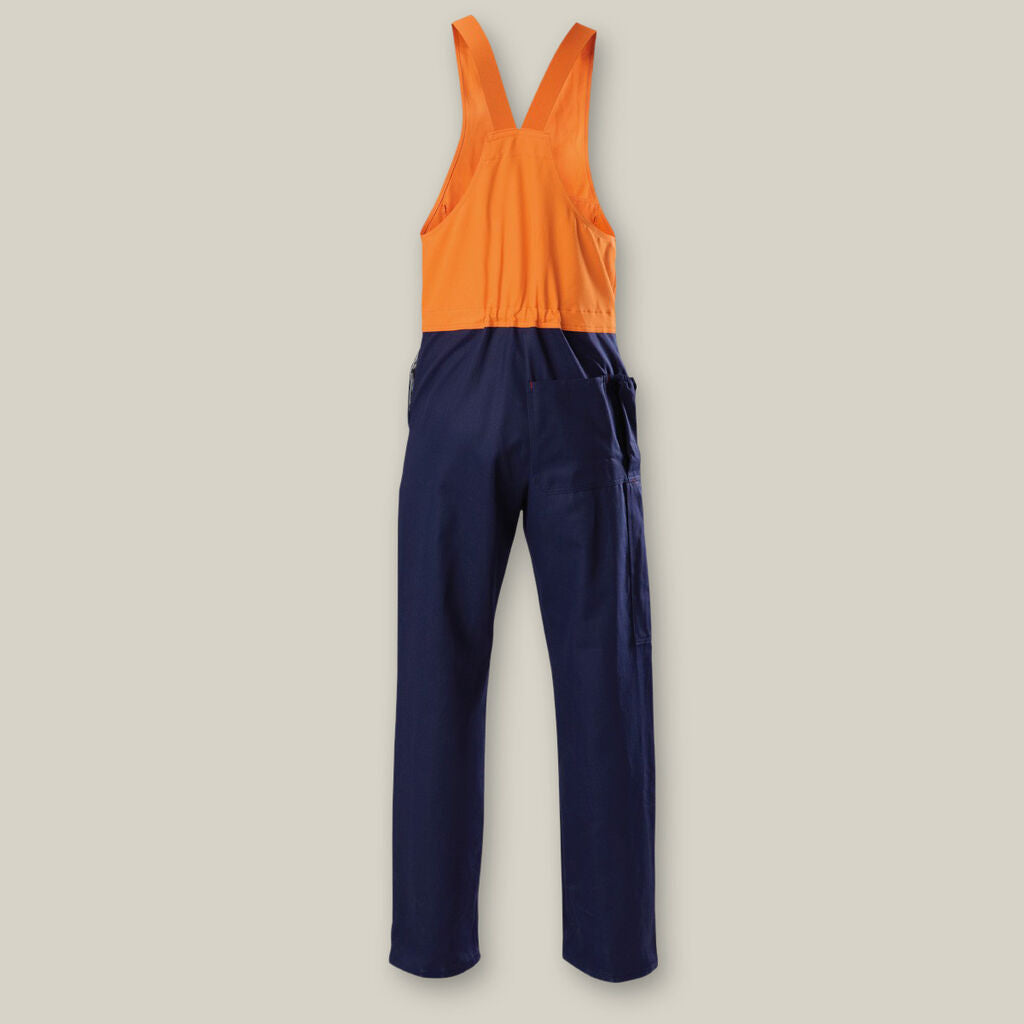 Hard Yakka Y01526 Hi-vis 2tone Action Back Cotton Drill Overall-Orange/Navy