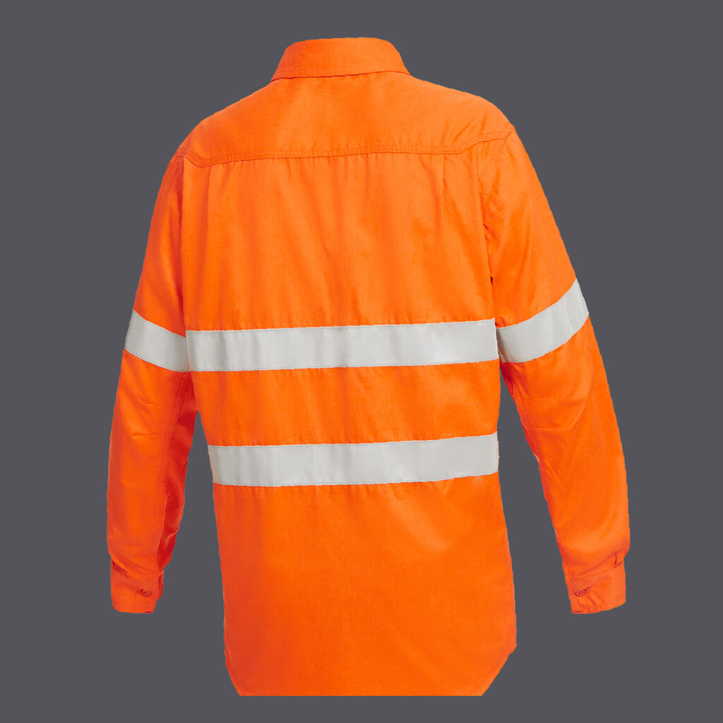 KingGee Y04150 Shield Tec Fr Hi-vis Closed Front Taped Shirt-Orange
