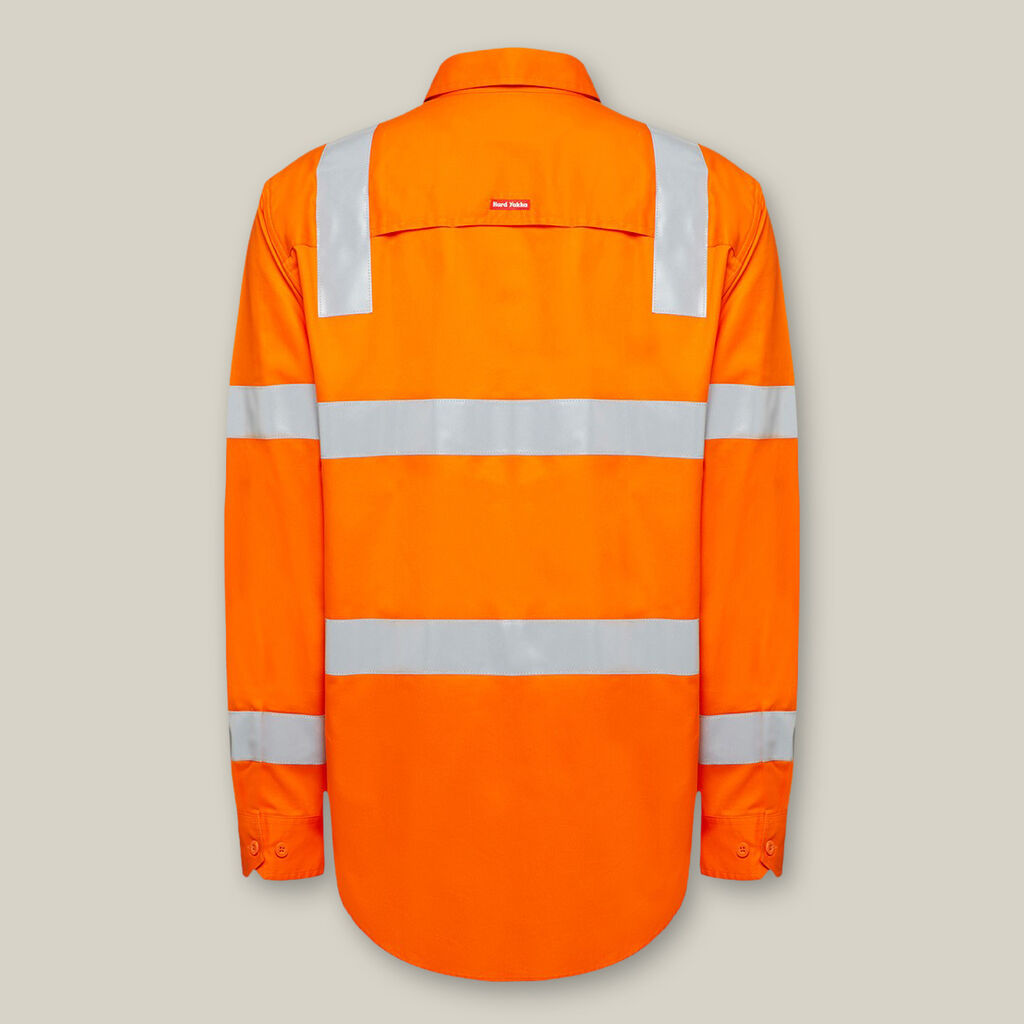 Hard Yakka Y04265 Bio Motion Hi-Vis Taped Cotton Shirt-Orange