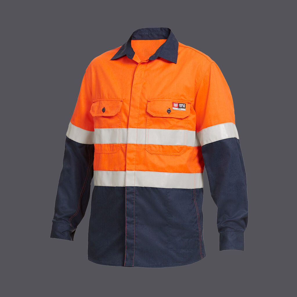 KingGee Y04350 Shield Tec Fr Hi-vis 2 Tone Open Front Taped Shirt