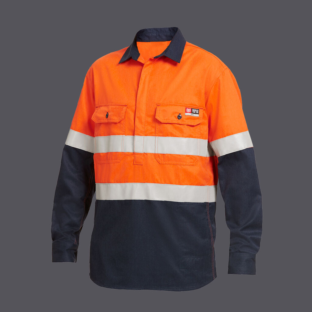 KingGee Y04550 Shield Tec Fr Hi-vis 2 Tone Closed Front Taped Shirt