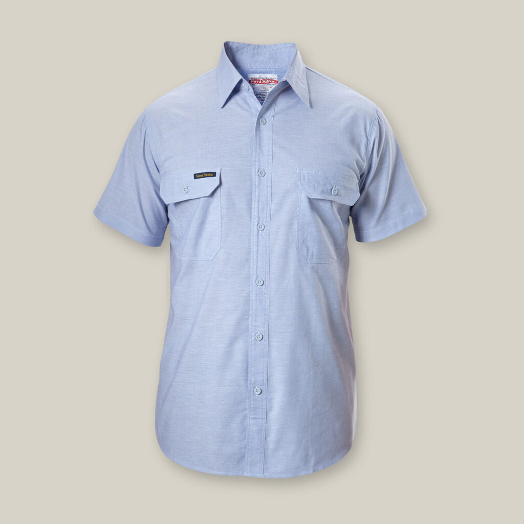 Hard Yakka Y07529 Short Sleeve Chambray Open Front Cotton Work Shirt