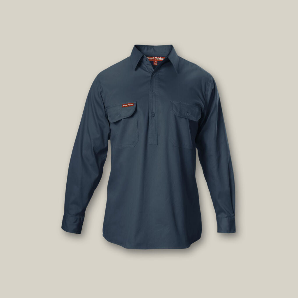 Hard Yakka Y07530 Long Sleeve Closed Front Cotton Drill Work Shirt