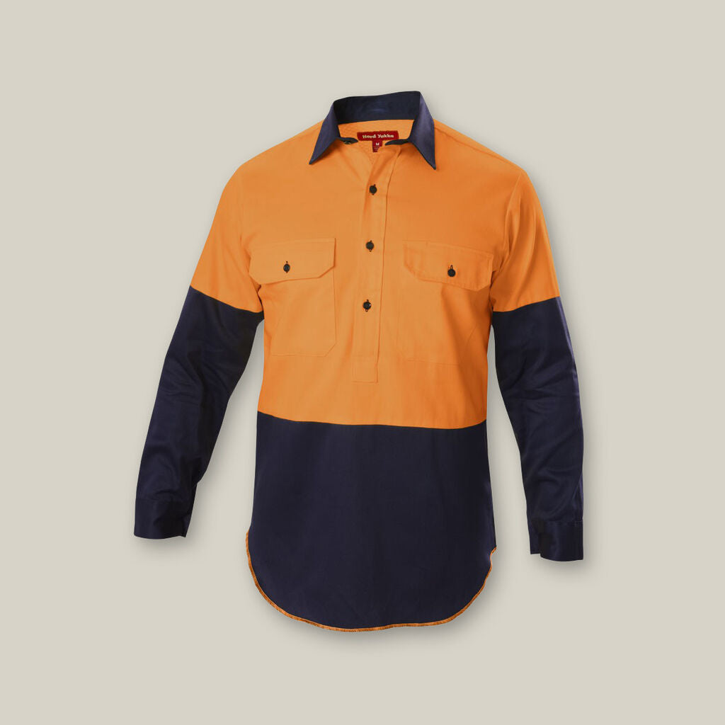 Hard Yakka Y07984 Hi-vis Cotton Drill Closed Front L/S Shirt