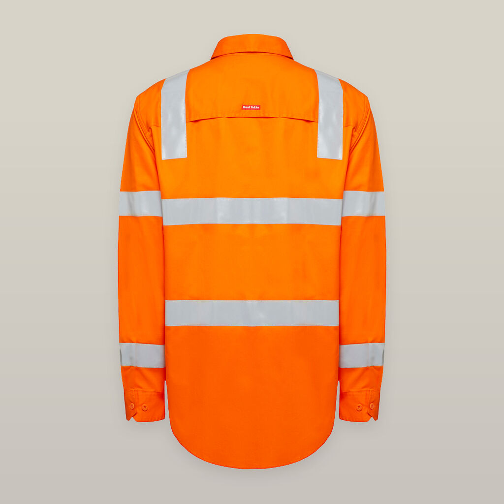 Hard Yakka Y08421 Women’s Foundations Biomotion Hi-vis Taped Long Sleeve Shirt-Orange