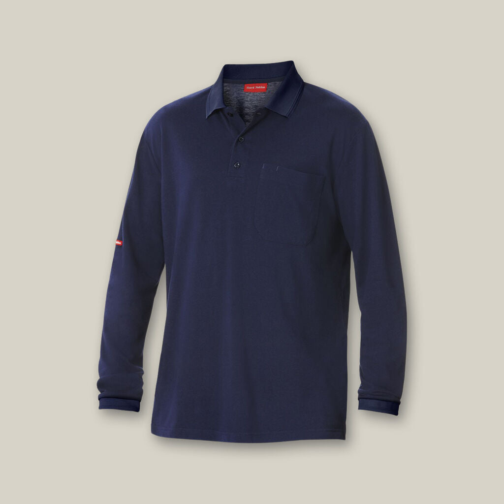 Hard Yakka Y11307 Foundations Pique L/s Polo-Navy