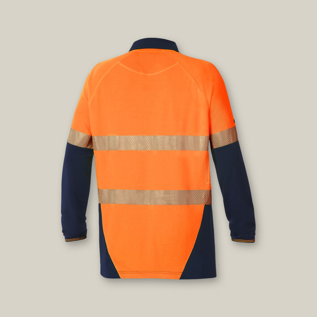 Hard Yakka Y11379 Koolgear Hi-visibility Two Tone Long Sleeve Ventilated Polo With Segmented Tape