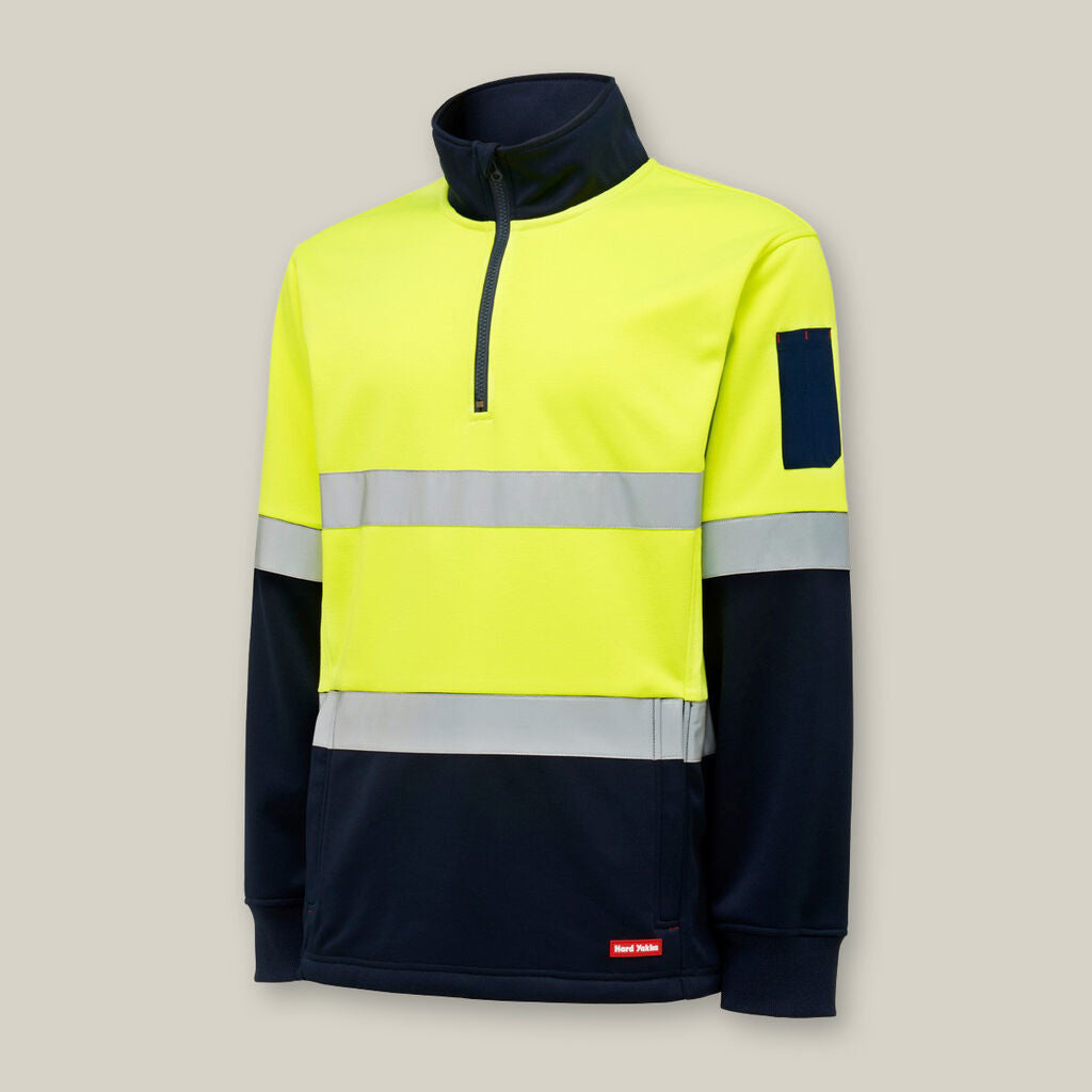 Hard Yakka Y19270 Hi-vis 2tone 1/4 Zip Brushed Fleece Taped Jumper