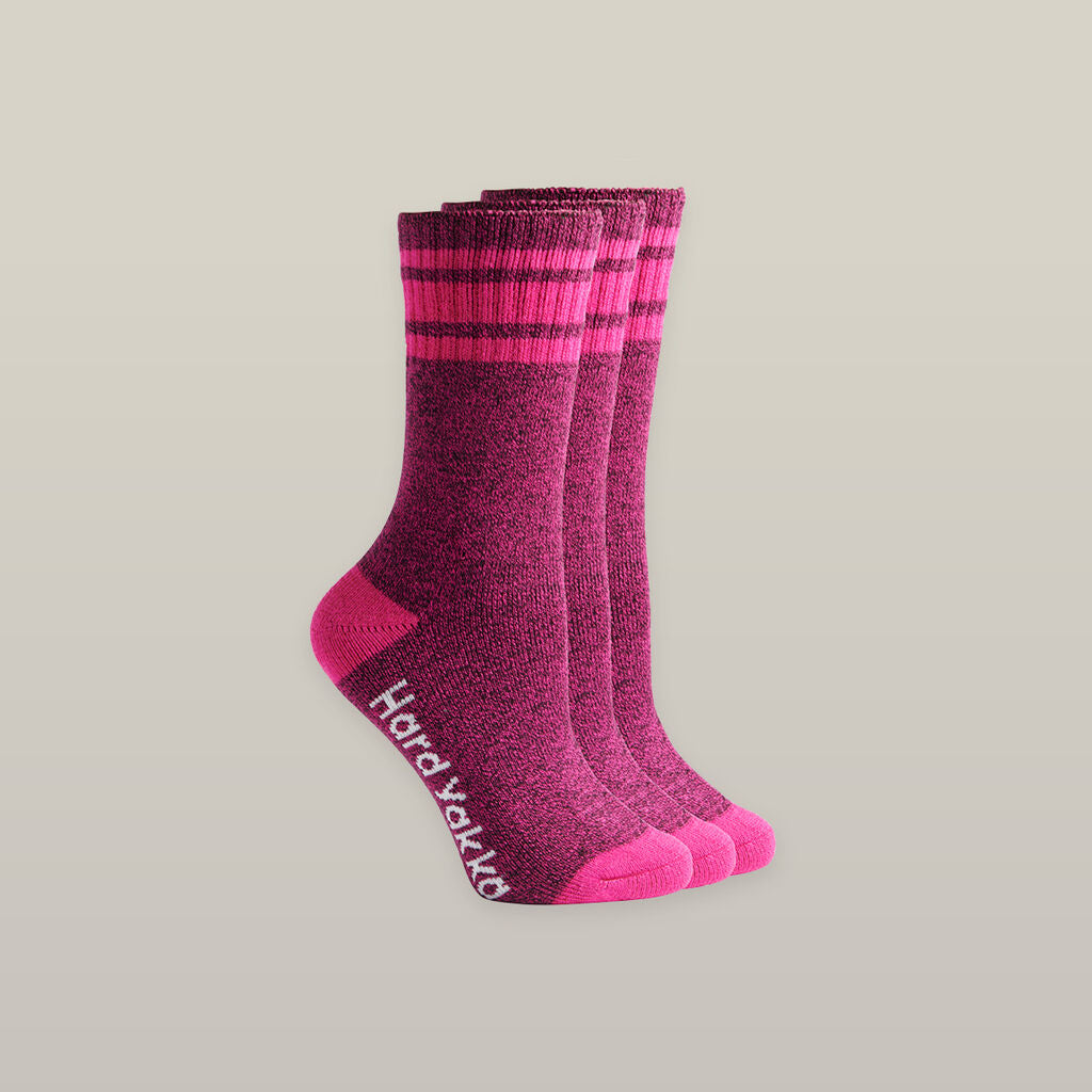 Hard Yakka Y26455 Women's Bamboo Sock 3 Pack-Size 3-8