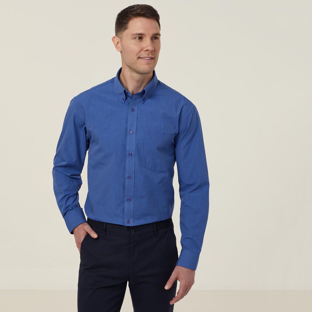 NNT Y52167 End On End Long Sleeve Shirt-Mid Blue