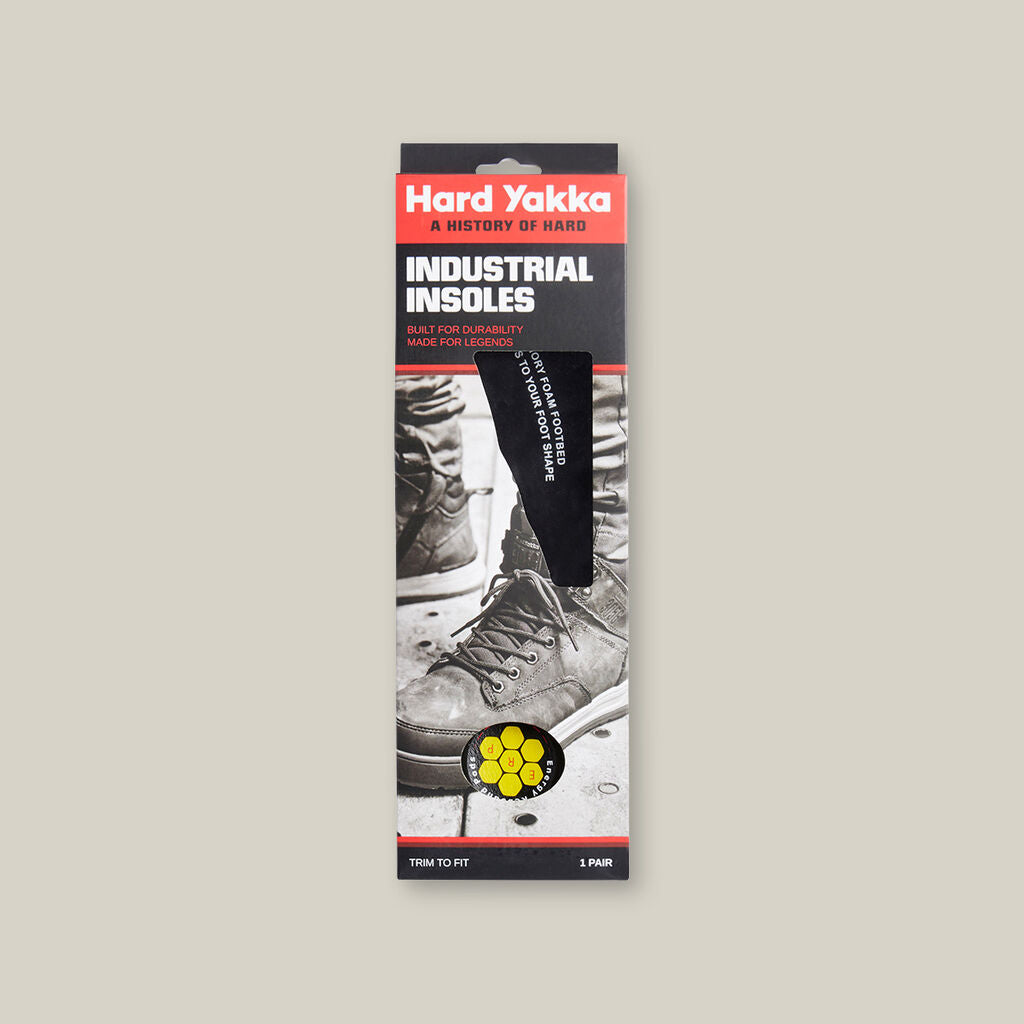 Hard Yakka Y60178 ERP Footbed Memory Foam Insoles-Black