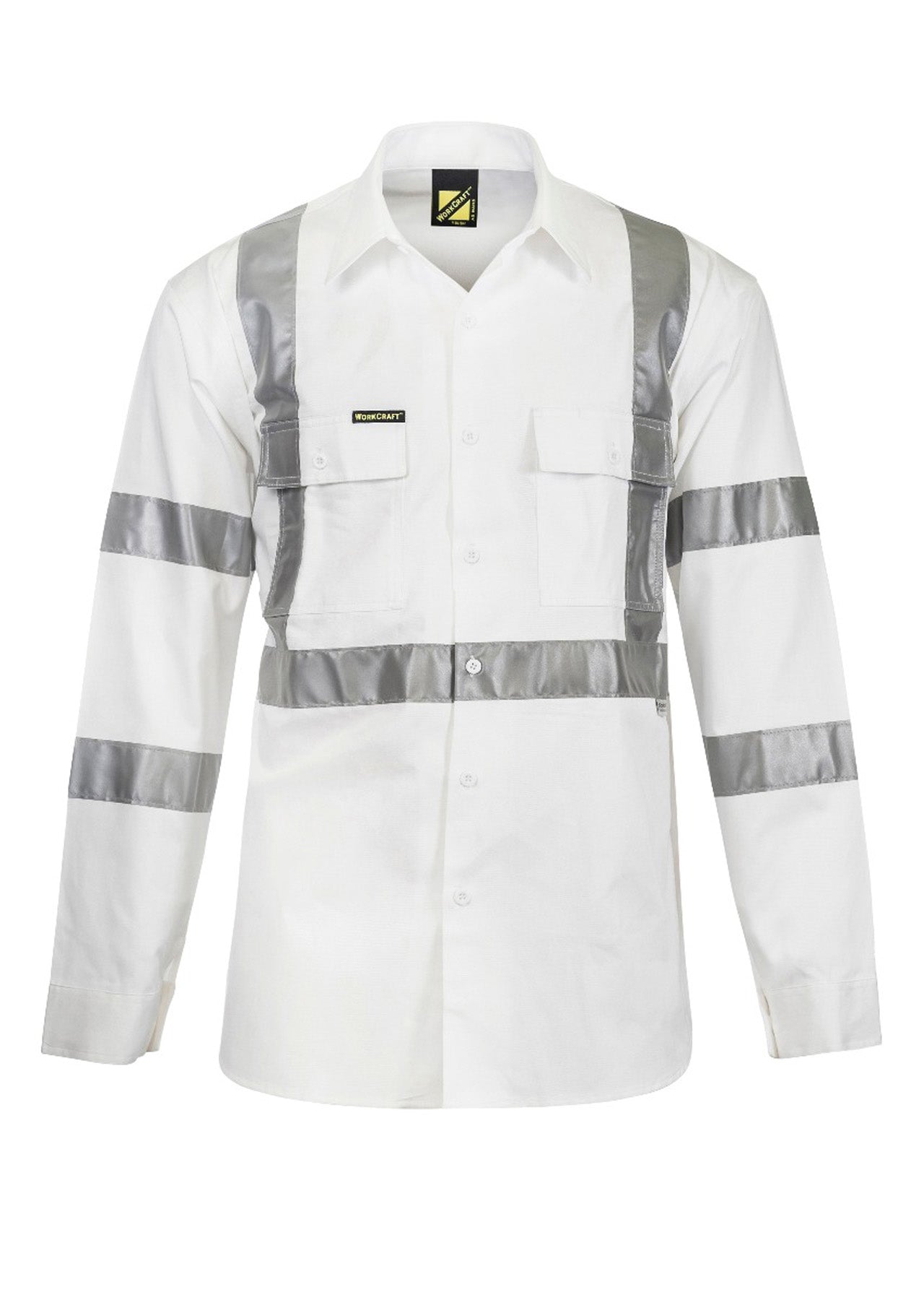 Workcraft WS3222 Hi Vis L/S Shirt With X Pattern Reflective Tape