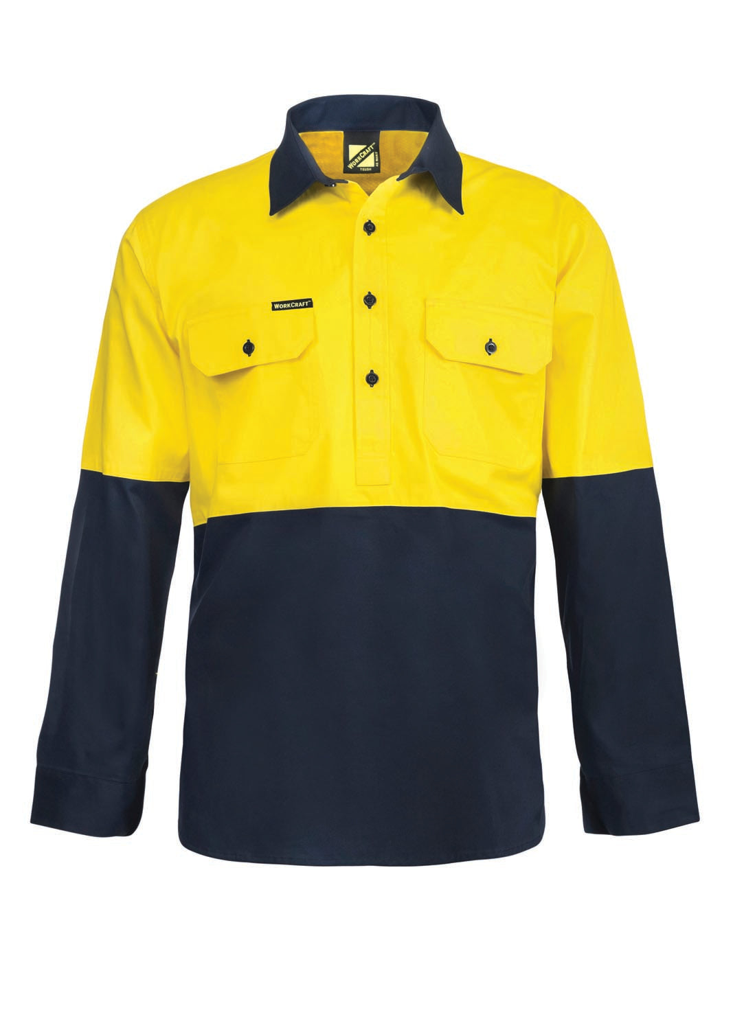 Workcraft WS4255 Lightweight Hi Vis Closed Front Vented Cotton Drill Shirt With Semi Gusset Sleeves