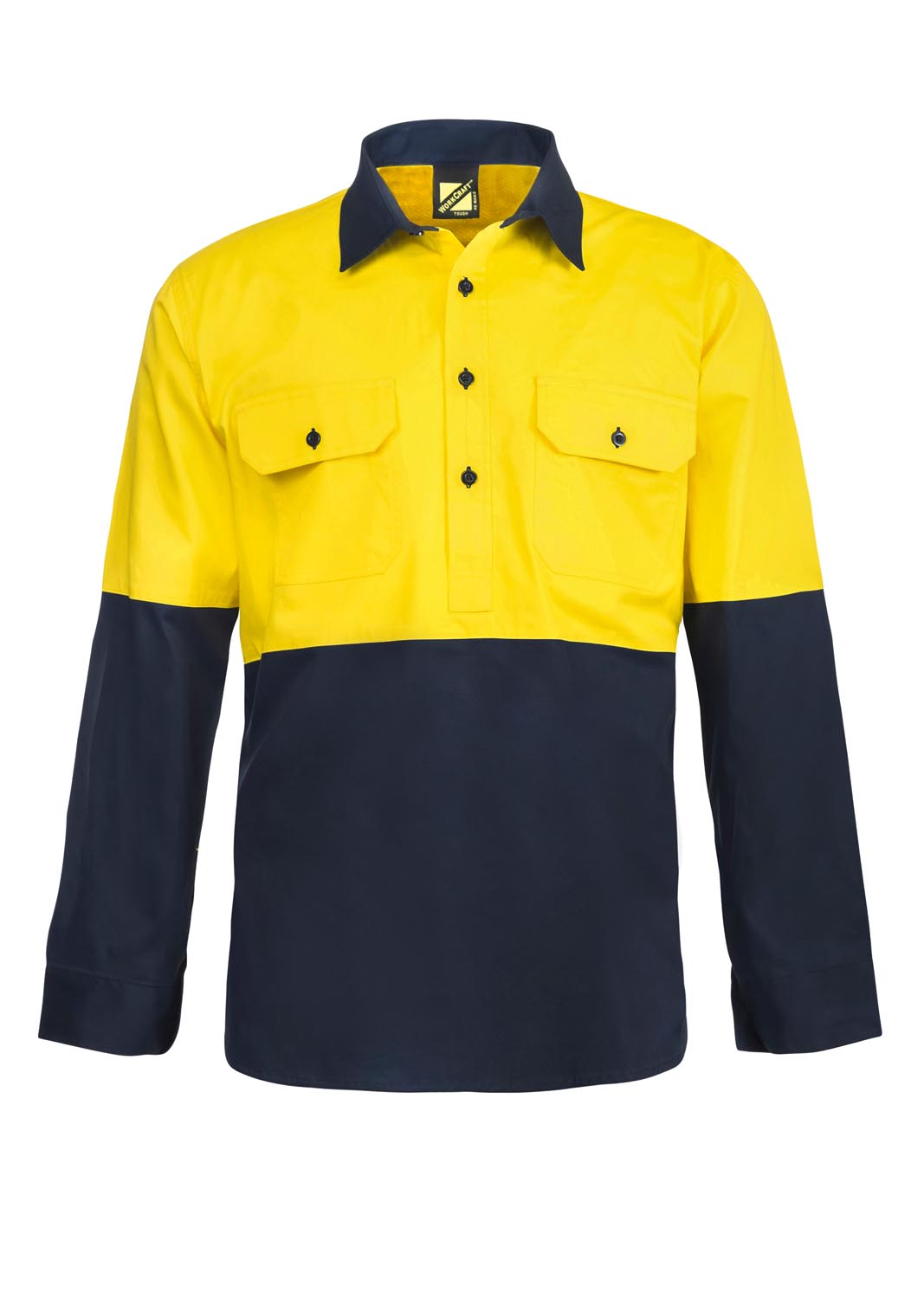 Workcraft WS4256 Hi vis Two Tone Half Placket Cotton Drill Shirt