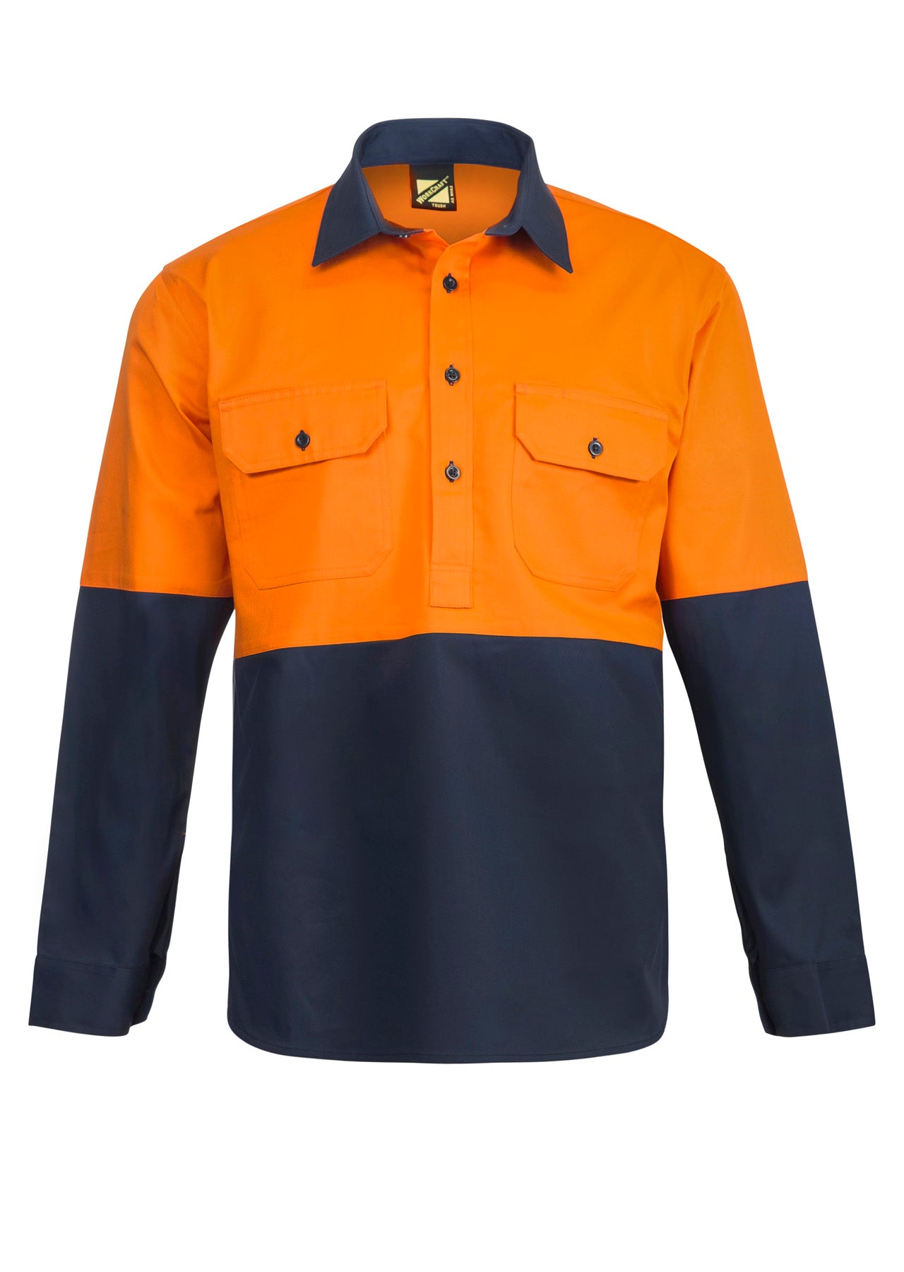 Workcraft WS4256 Hi vis Two Tone Half Placket Cotton Drill Shirt