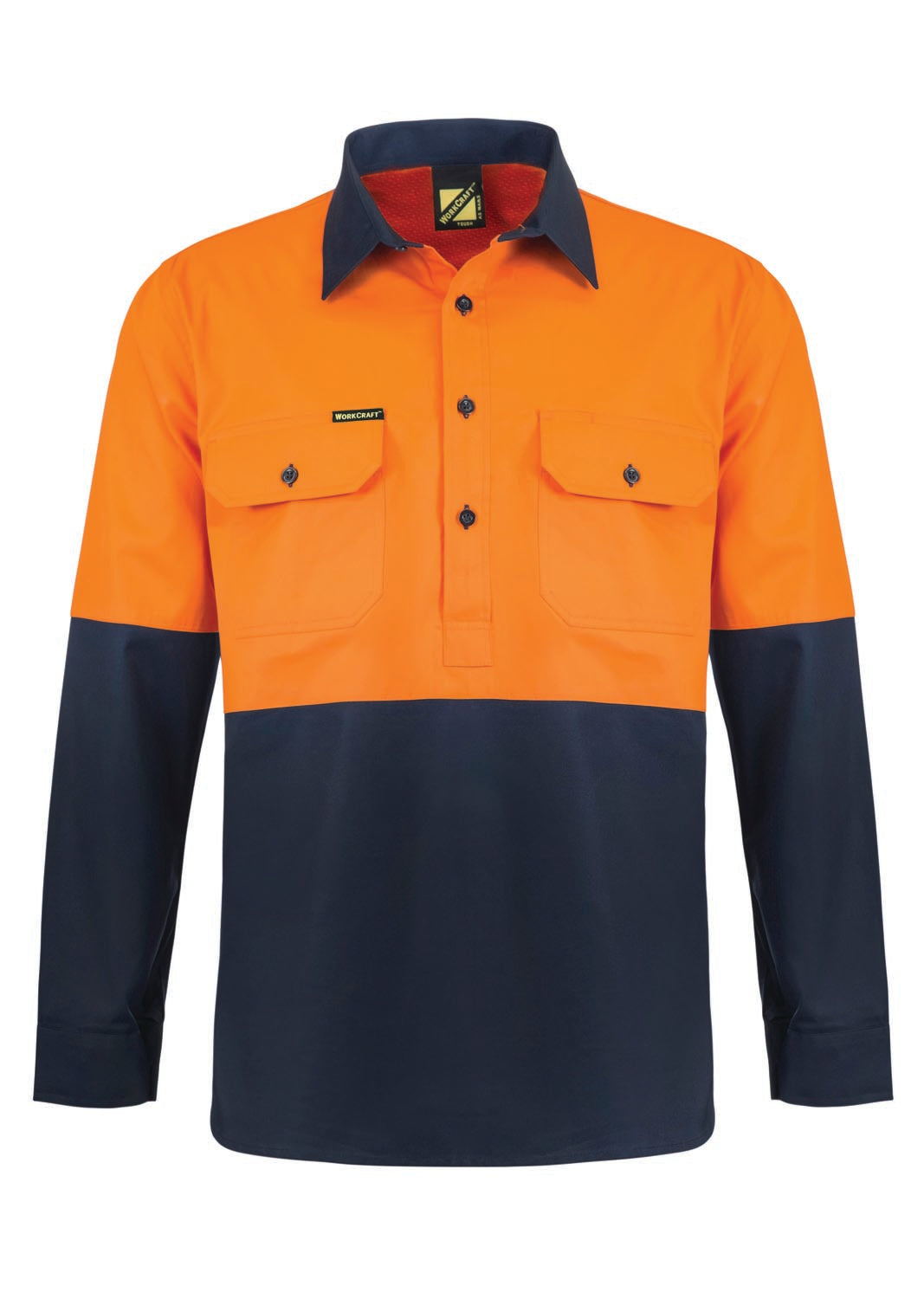 Workcraft WS4255 Lightweight Hi Vis Closed Front Vented Cotton Drill Shirt With Semi Gusset Sleeves