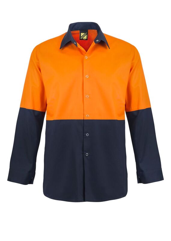 Workcraft WS3045 Lightweight Hi vis Two Tone L/s Vented Cotton Drill Food Industry Shirt