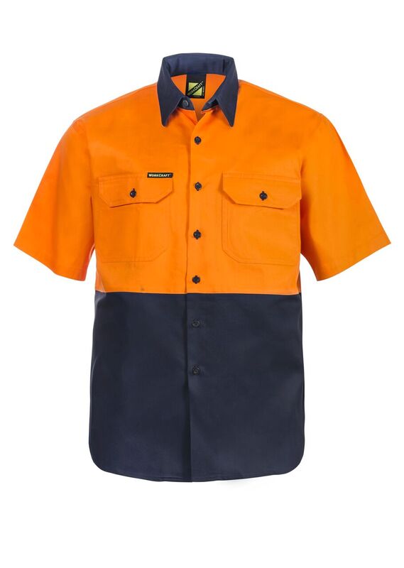 Workcraft WS3023 Hi vis Two Tone S/s Cotton Drill Shirt